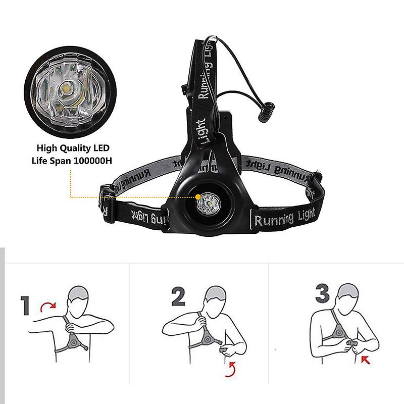 Running Light Lamp Updated USB Rechargeable Bright Waterproof Adjustable Beam Angle with 3 Modes Safety Adjustable Strap