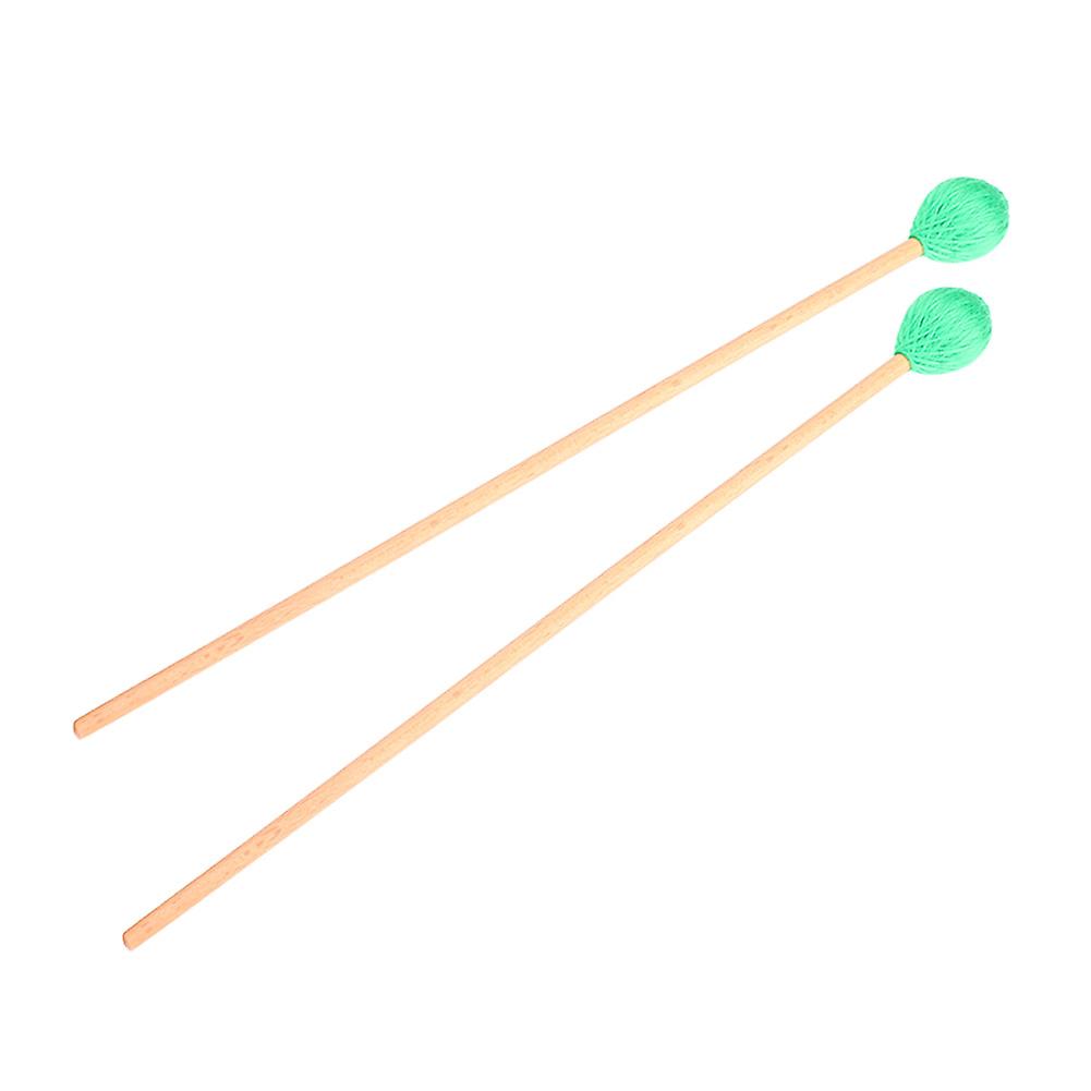 1 Pair Wool Marimba Mallets with Beech Handle for Intermediate Player (Green)