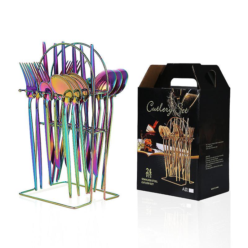 304 Stainless Steel Flatware Sets Knife, Fork And Spoon 24-piece Set