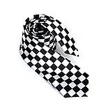 Polyester yarn tie with black white checkered check pattern for men #12157
