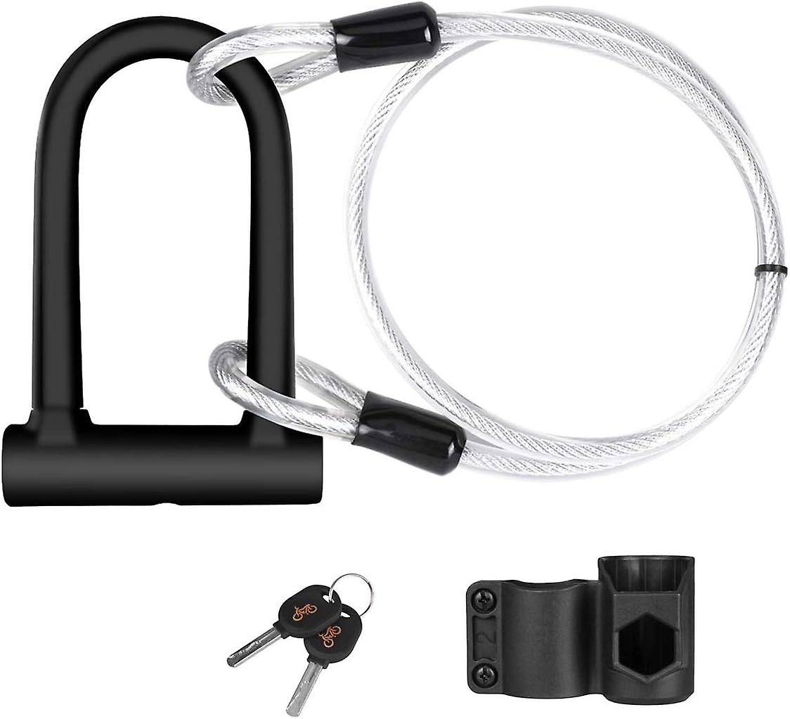 Bike Lock U Shaped with Flex Steel Cable and Mounting Bracket