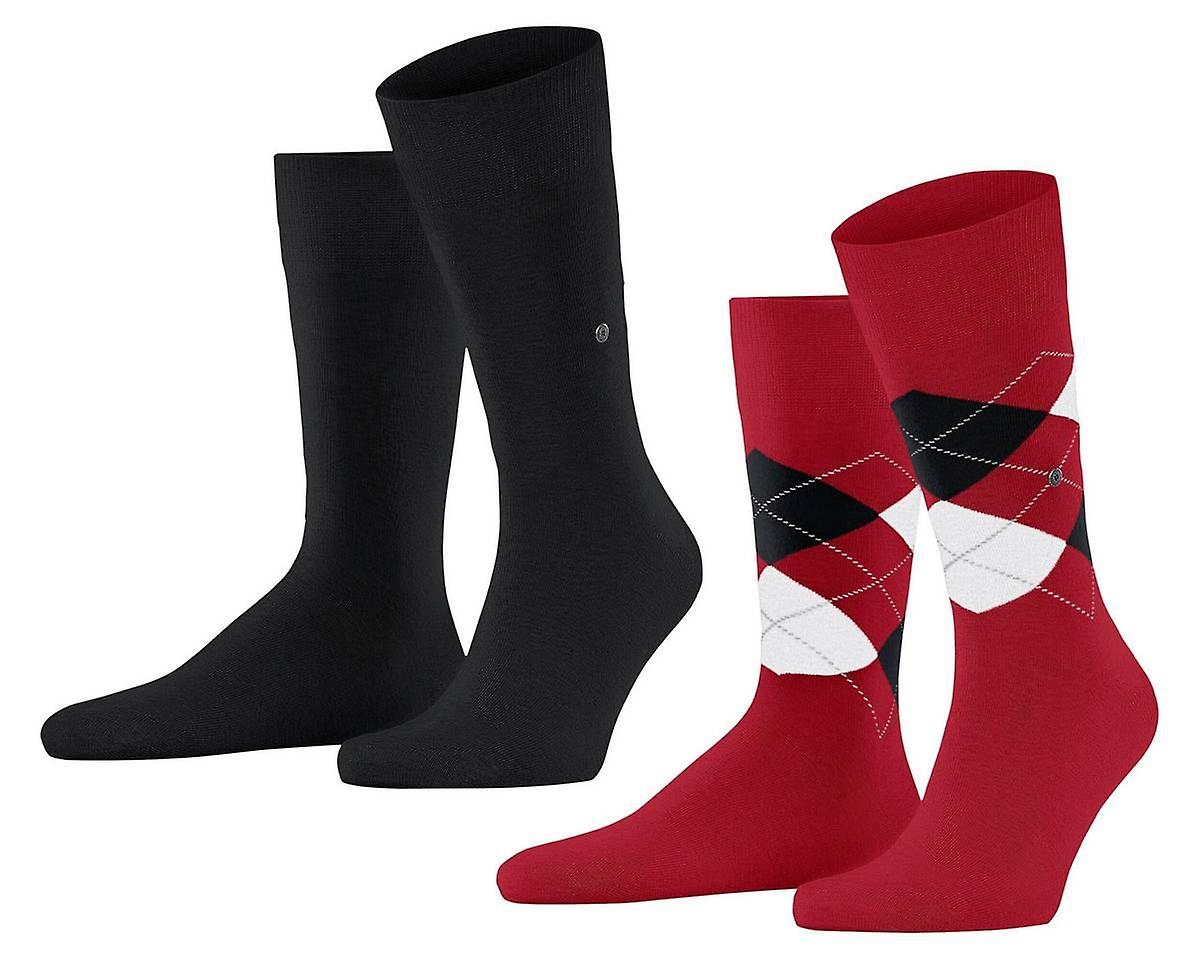 Burlington Everyday Argyle Mix 2-Pack Socks - Red Pepper/Black