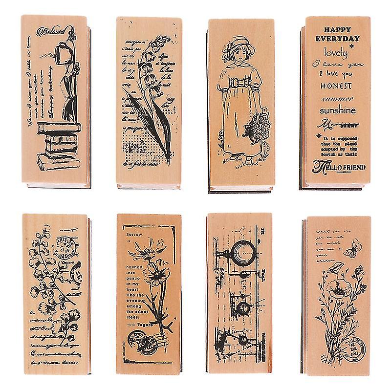 8pcs Wooden Stamper