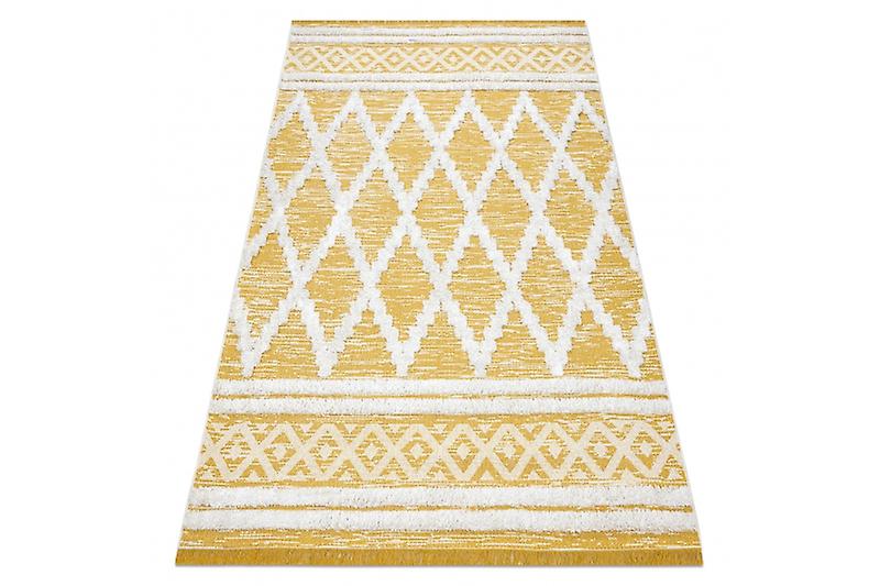 Carpet ECO SISAL Boho MOROC Diamonds 22297 fringe - two levels of fleece yellow / cream, recycled carpet