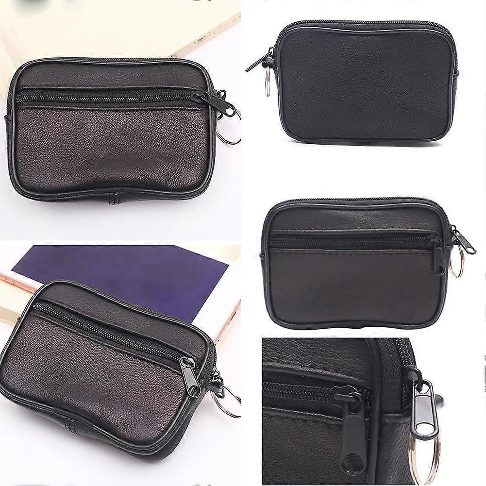 Moda Masculina Moedas Bolsa com Chaveiro Preto