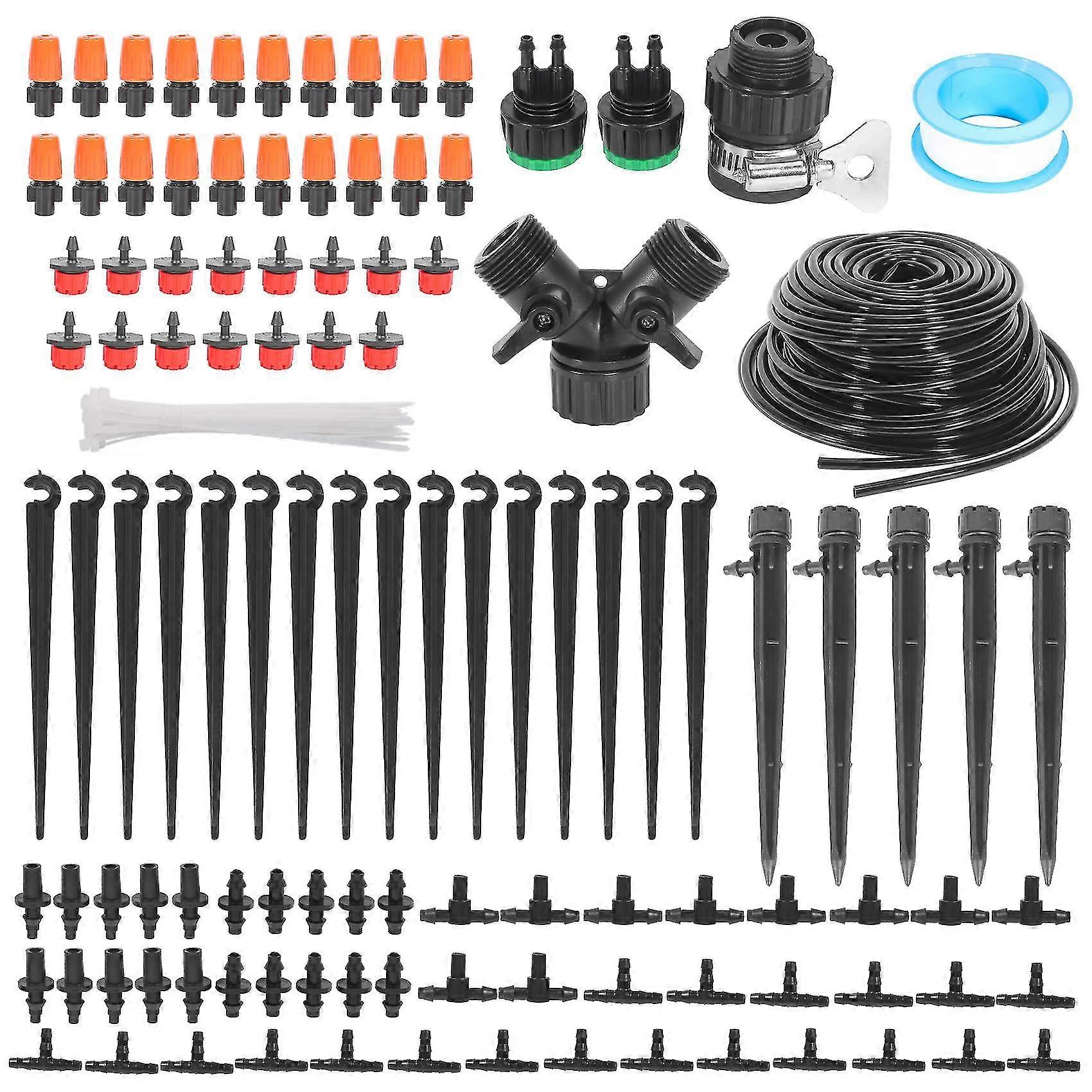 151pcs Irrigation Kit, 25m Mini Drip Irrigation System With Adjustable Nozzle Sprinkler Sprayer And