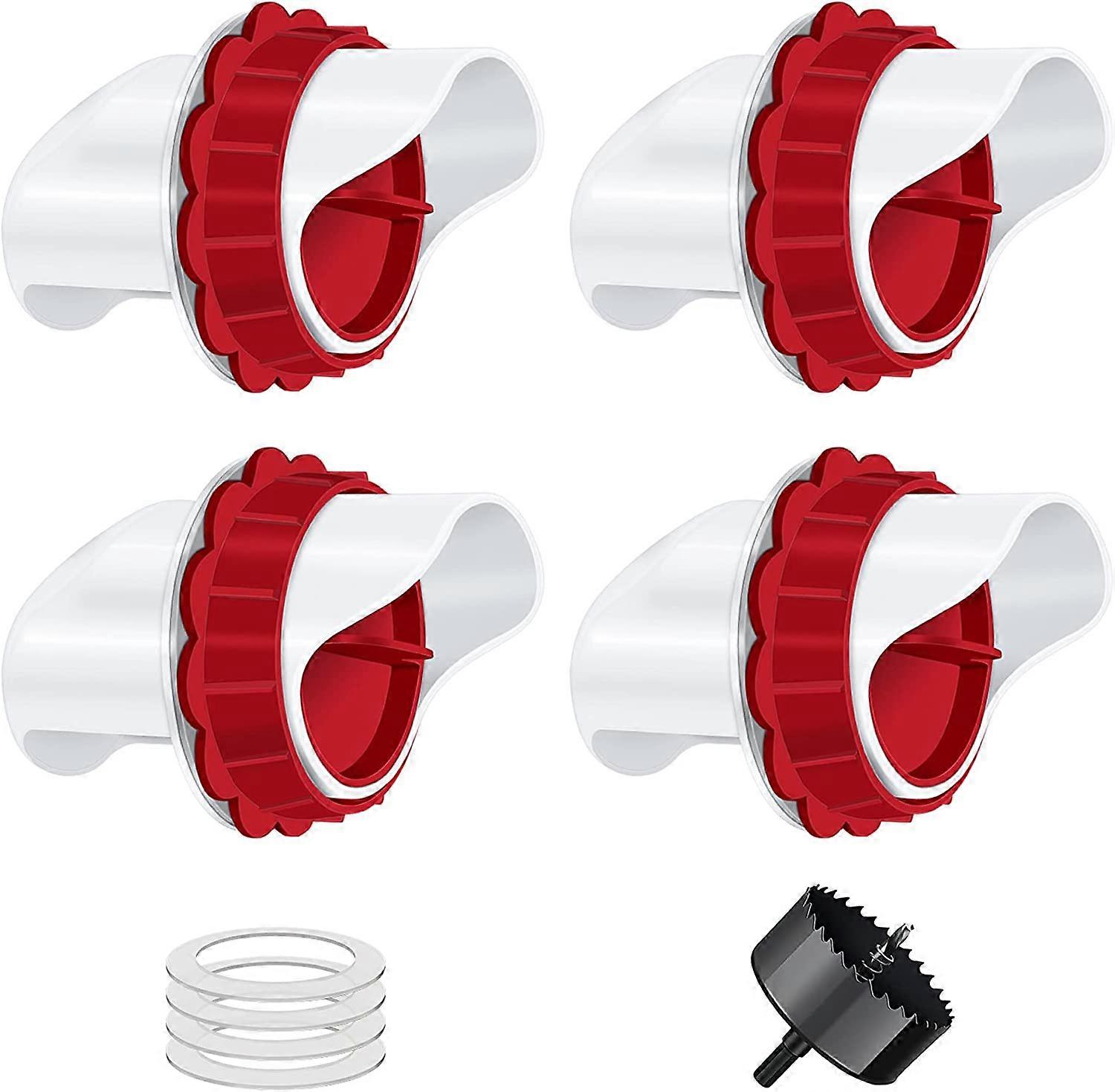 Chicken Feeder, Automatic Hen Feeder, 4 Ports DIY Poultry Feeder Gravity Kit for Buckets Barrels Bins