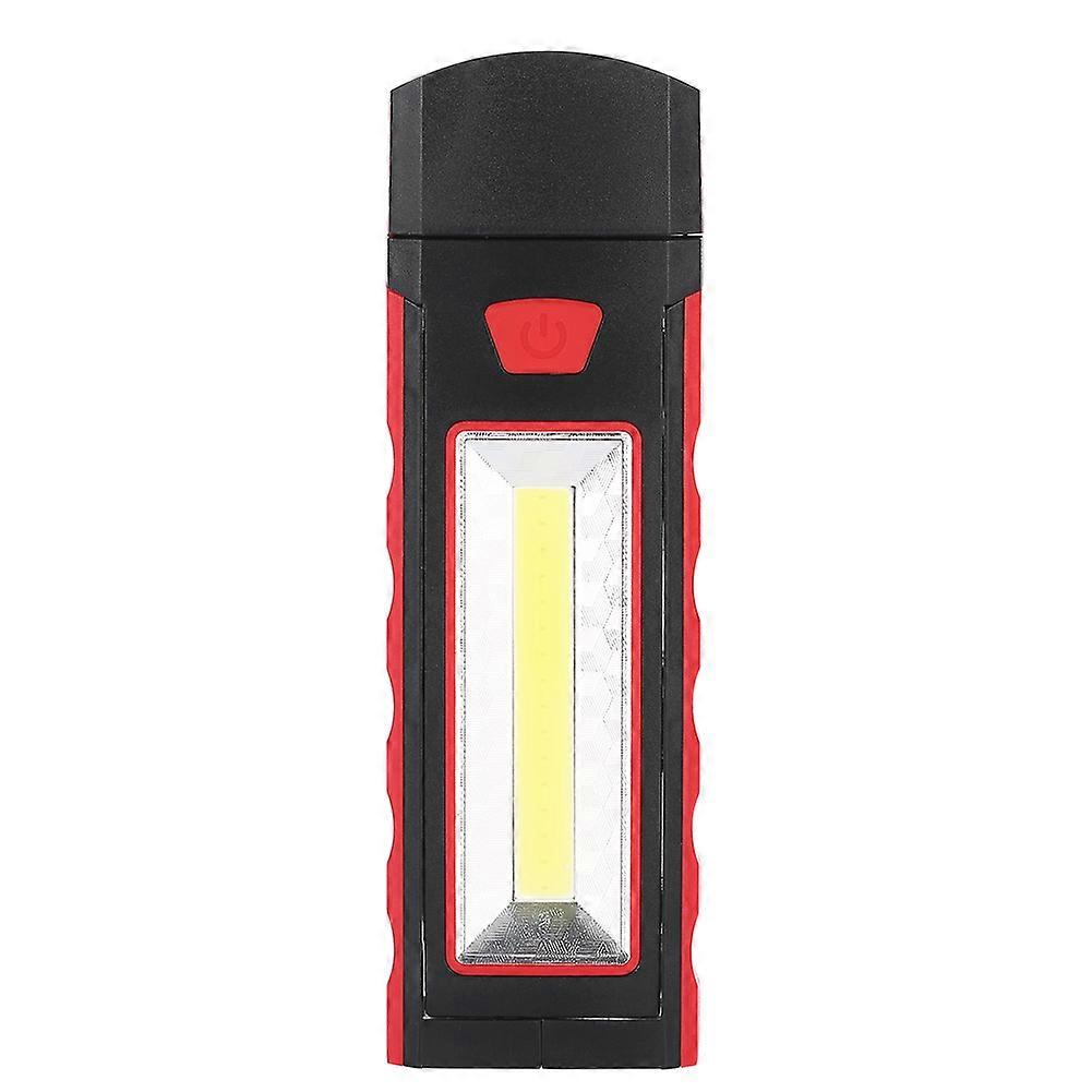 Battery Operate COB LED Work Light Emergency Camping Flashlight Magnetic Base + Hook Red
