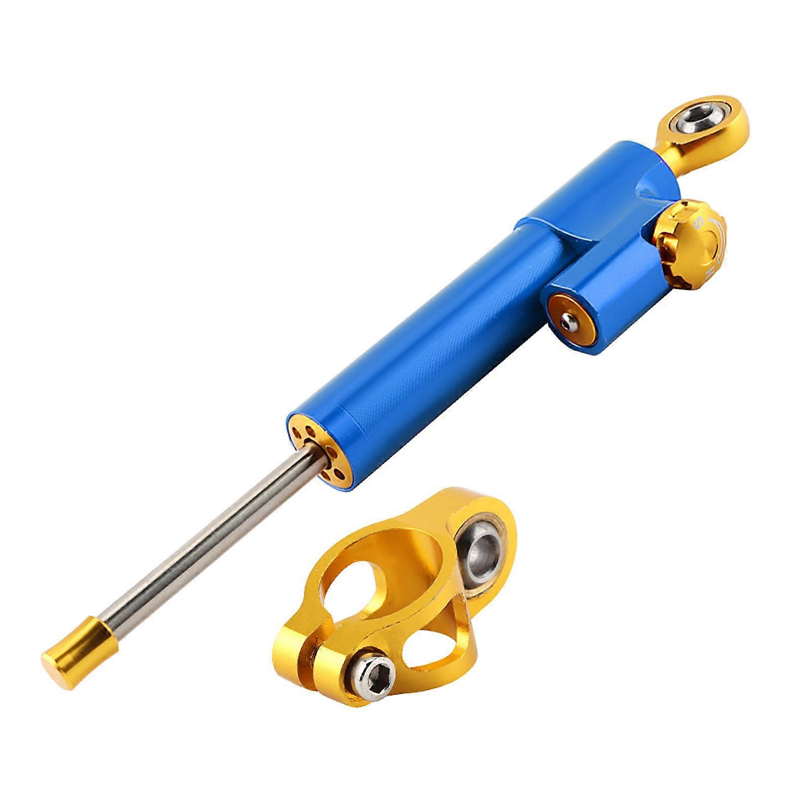 Universal Motorcycle Handlebar Aluminum Alloy Steering Damper Stabilizer Safety Control(Blue) E2U~05