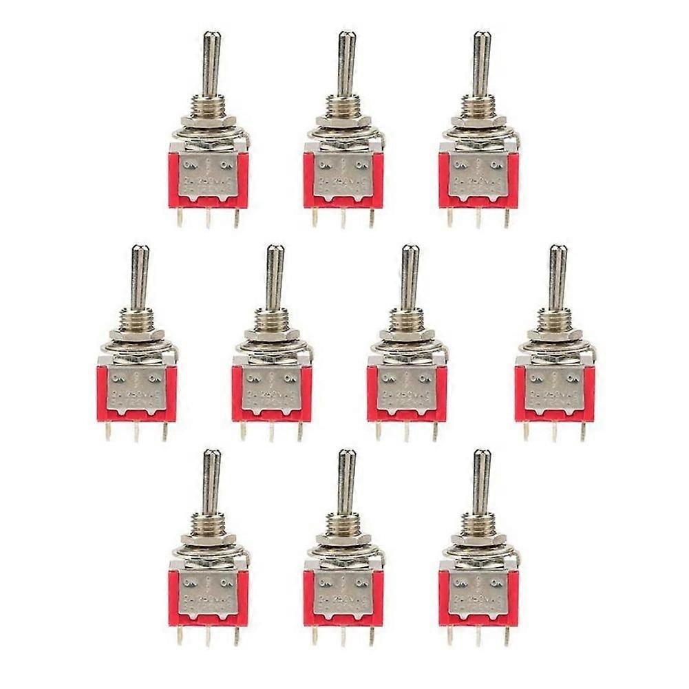 10 Pieces Of Toggle Switch ON-OFF-ON 3 Position Toggle Switch DPDT 6-Pin 6Mm 2A / 250VAC 5A / 120VA