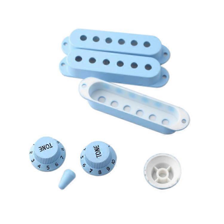 Strat Guitar Pickup Covers Knobs Switch Tip Set for Stratocaster Replacement Accessory Kit Light Blue