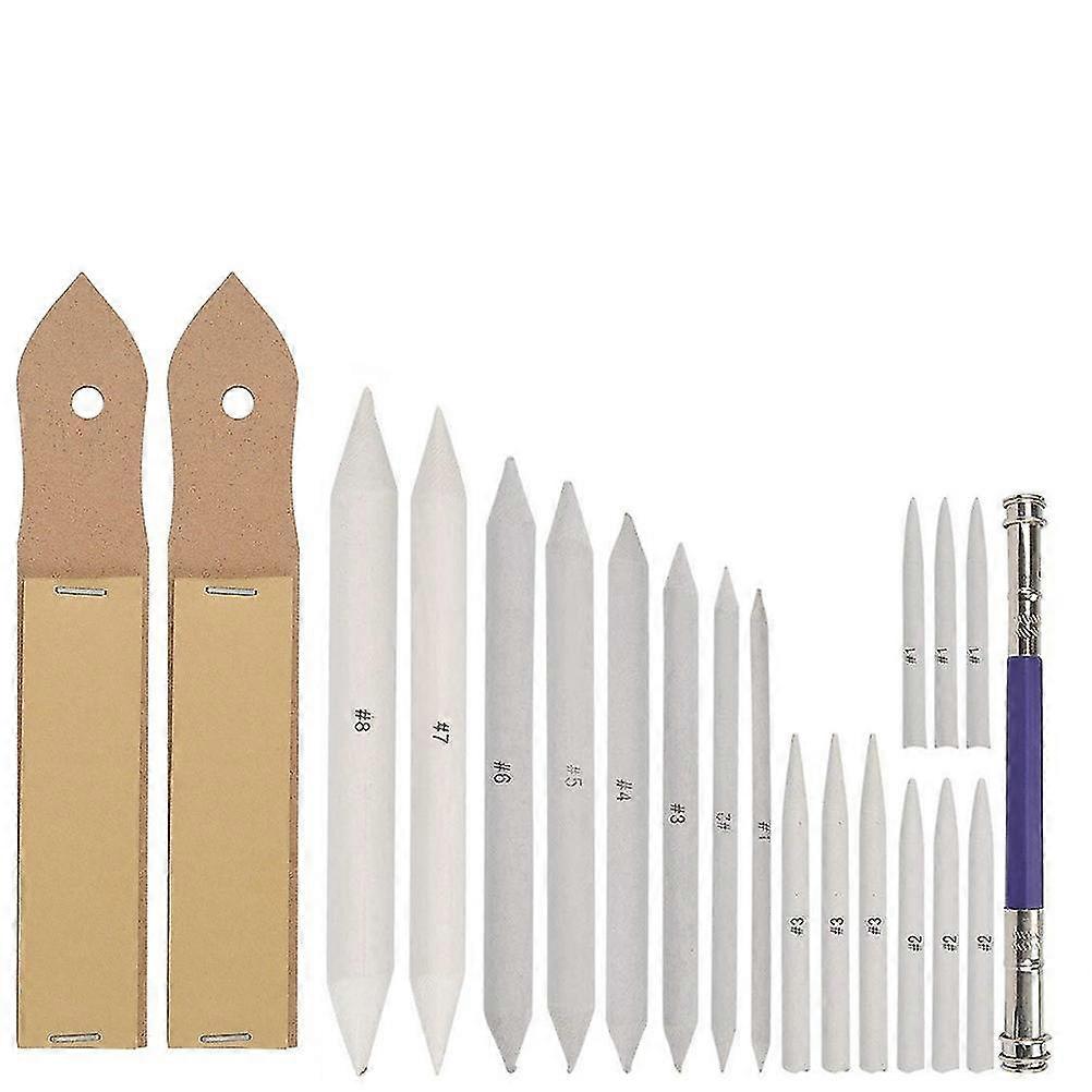 Art Blenders, Paper Blending Stump And Set With Sandpaper Pencil Sharpener For Student Sketch Drawing20pcswhite