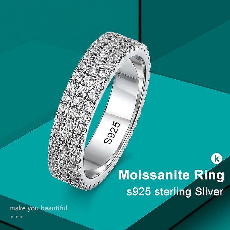 خاتم مويسانيتي كامل 925 ستيرلينغ فضية مطلية 18 كيلو الخبث الفرقة حلقات الهيب هوب للمرأة رجل حزب تألق Jewely