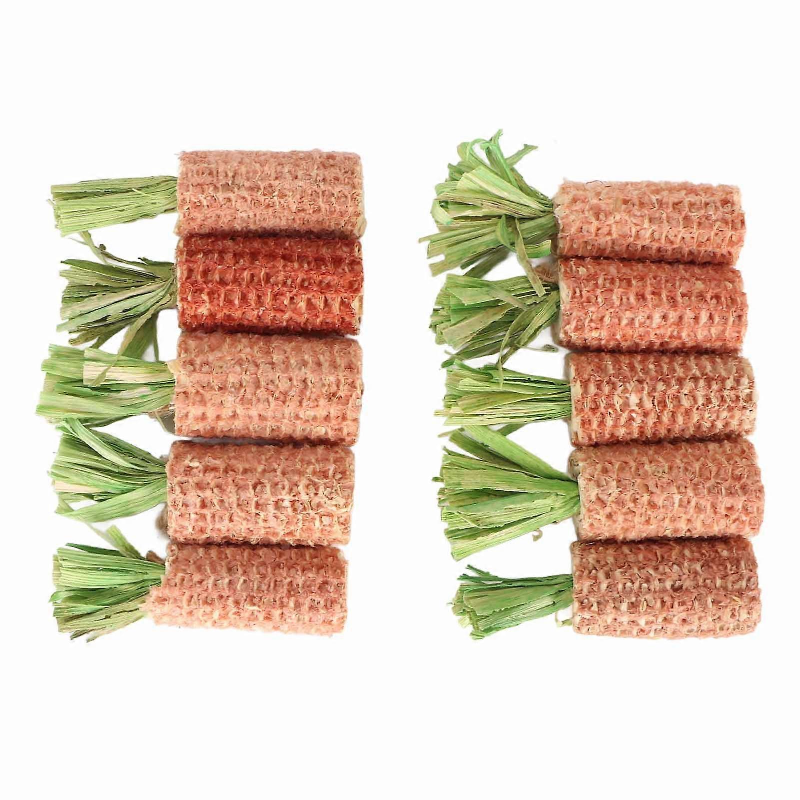 10Pcs Hamster Corn Cob Toy Carrot Shaped Teeth Grinding Rabbit Corn Cob Chew Toy for Hamster Guinea Pig Rabbit Parrot Green, Small