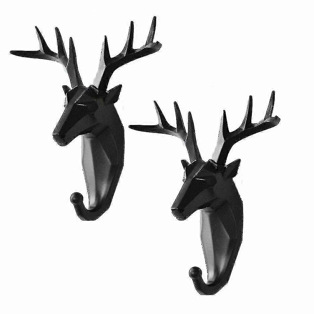 2 Piece Clothes Hook Animal Hook Coat Hook Key Hook Wall Rack (black Deer