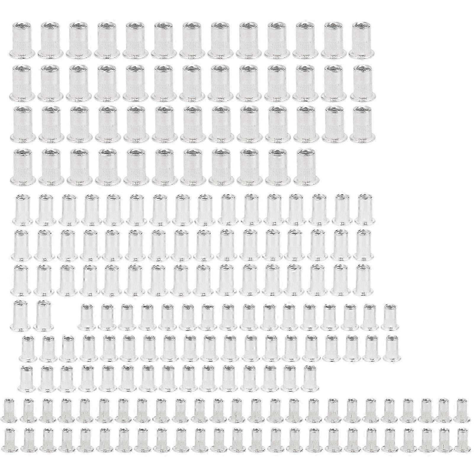 200PCS Aluminum Rivet Insert Nut Vertical Grain M3/M4/M5/M6 Combination Set Bag Packed