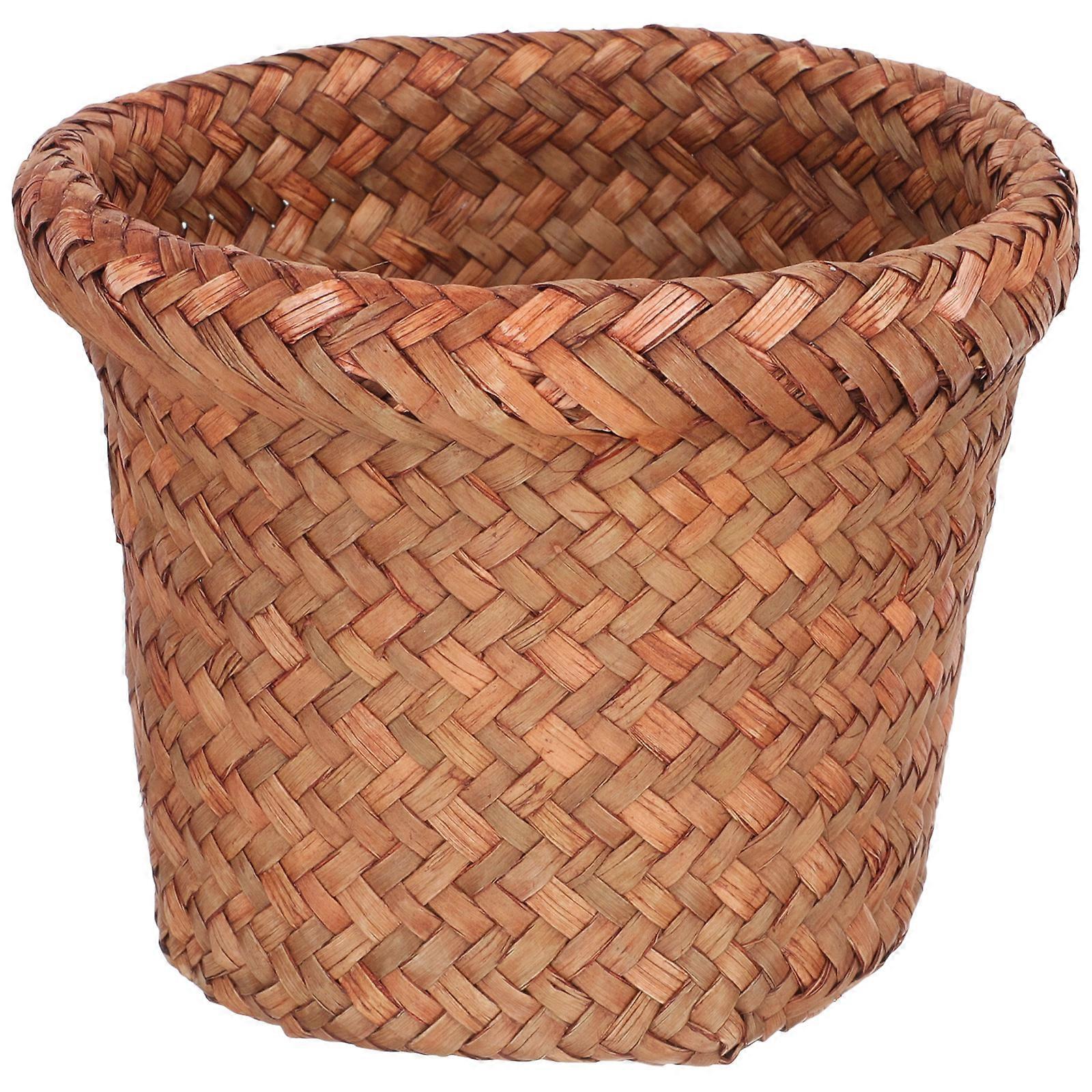 Multi-function Trash Basket Woven Waste Basket Household Trash Can Trash Accessory