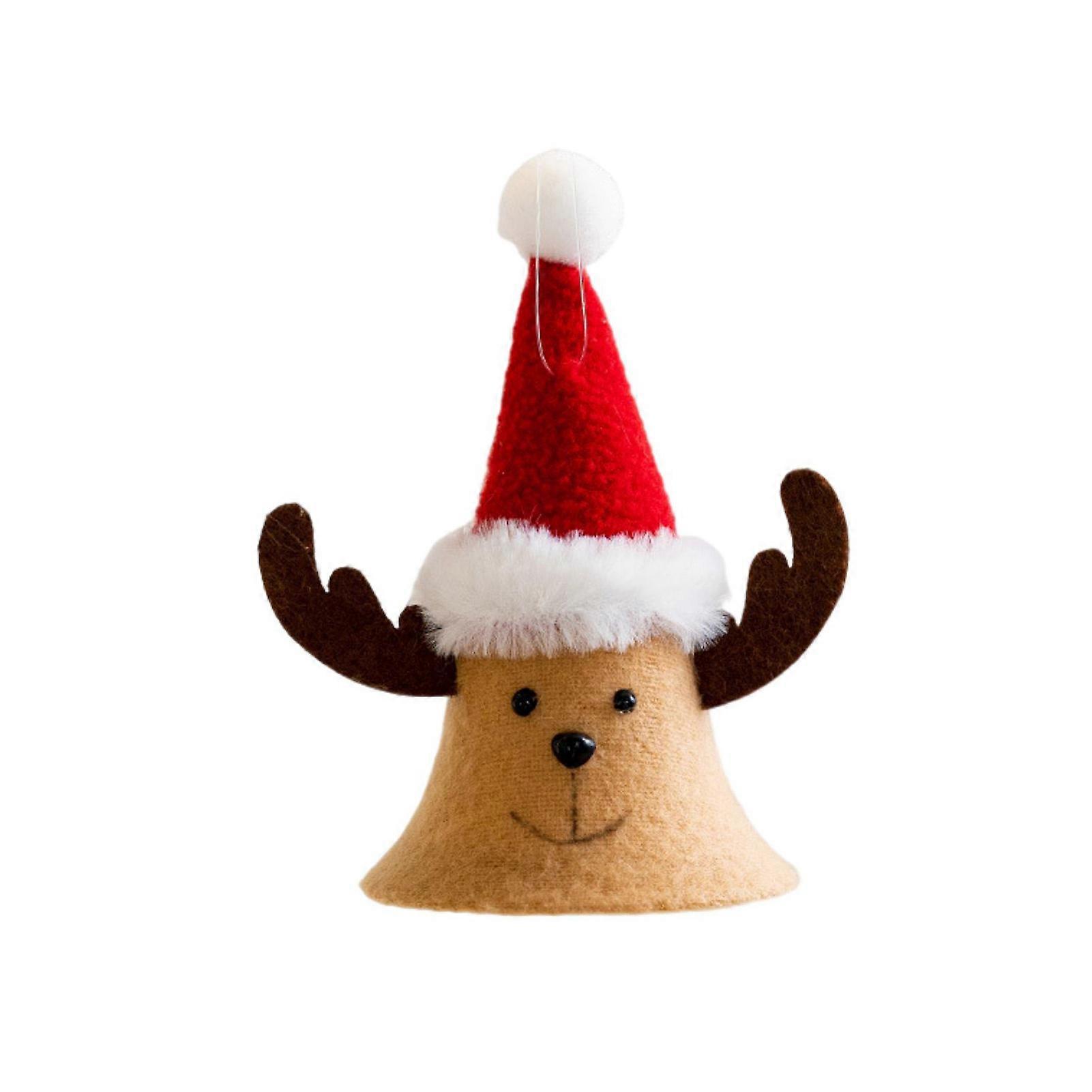 Christmas Bell Pendant Wool Felt Santa Claus Snowman Elk Hanging Bell Ornament Xmas Tree Plush Decoration for Home Parties