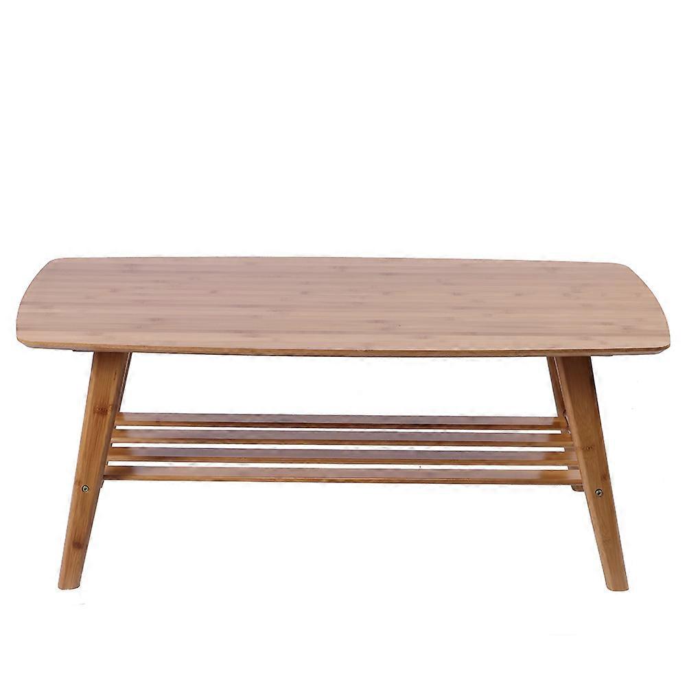 Household Double Layer Bamboo Tea Table with High Capacity and Sturdy Structure - Natural and Environmentally Friendly Furniture for Living Room