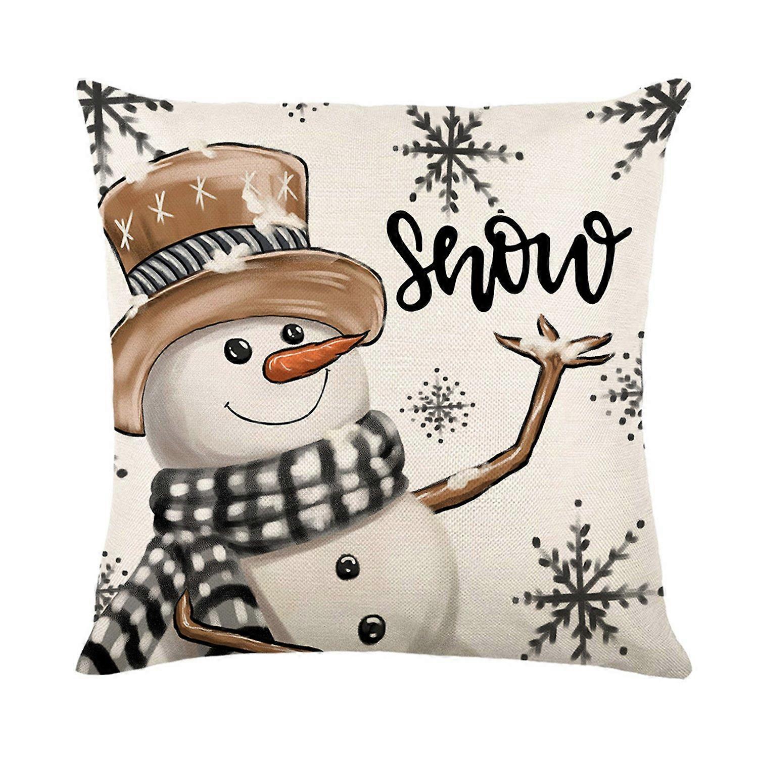 Christmas Pillowcase Durable Polyester Snowflake Elk Pattern Xmas Throw Cover for Home Festival