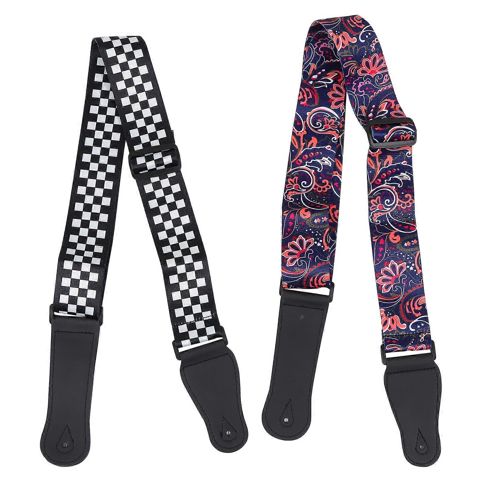 2 Adet Moda Gitar Aksesuarları Gitar Askıları Dayanıklı Baskılı Elektro Gitar Askıları