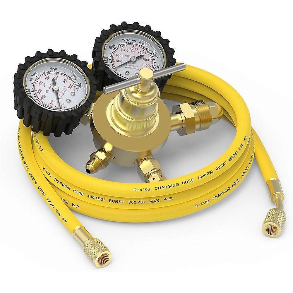 Nitrogen Regulator+Hose,0-800 PSI and 0-4000PSI Output Pressure,CGA580 Inlet Connection and 1/4in Male Flare Fitting