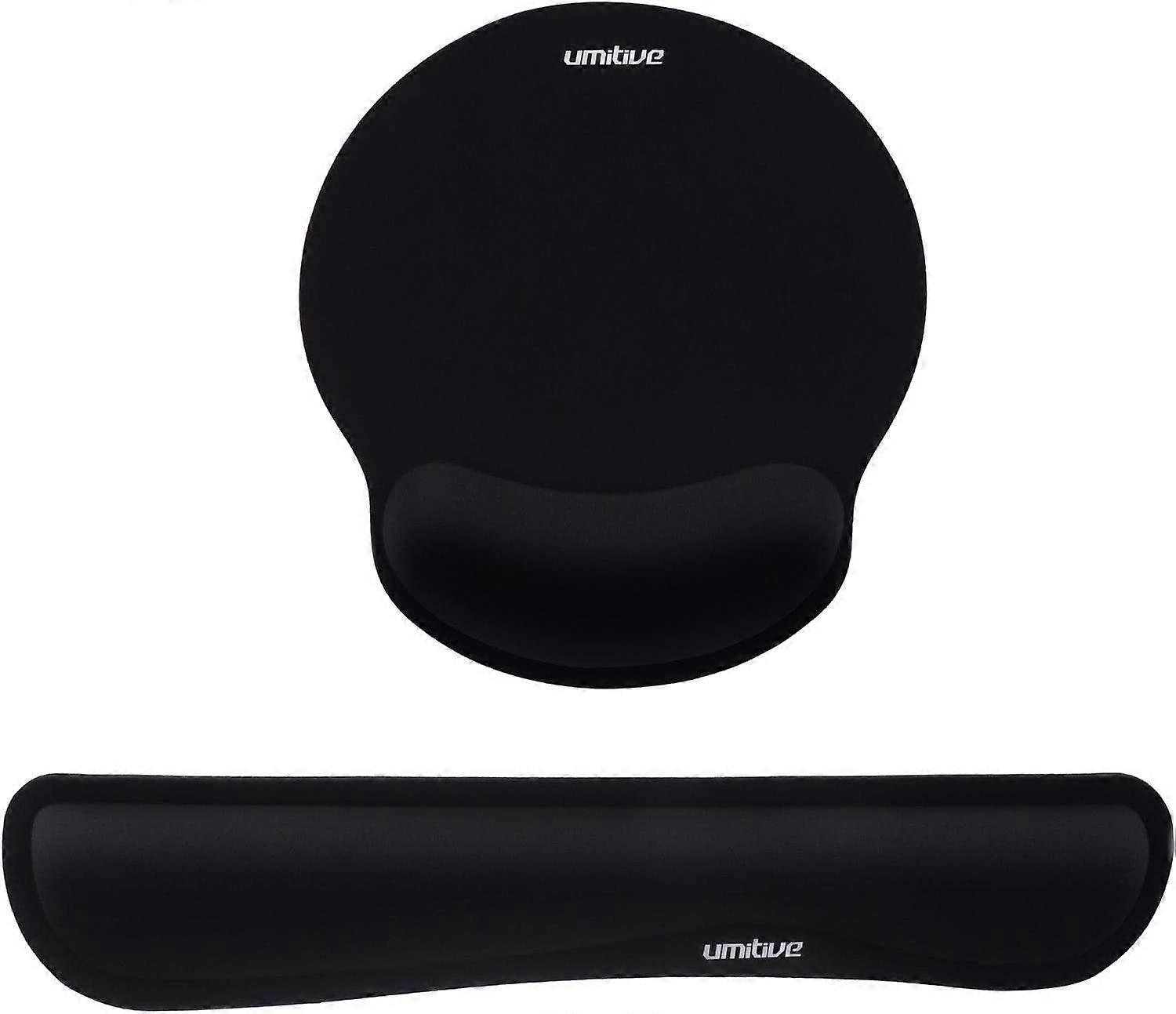 Umitive Ergonomic Mouse Pad And Keyboard Wrist Rest, Memory Foam Wrist Support, Non-Slip Base, Waterproof For Computer, Laptop (Black)