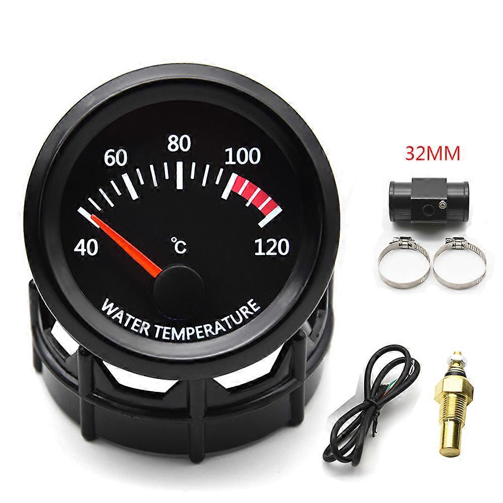 52MM Water Temperature Gauge with Water Temp Joint Pipe Sensor Adapter 1/8NPT 28-40MM for Car 40~120 Celsius Water Temp Gauge