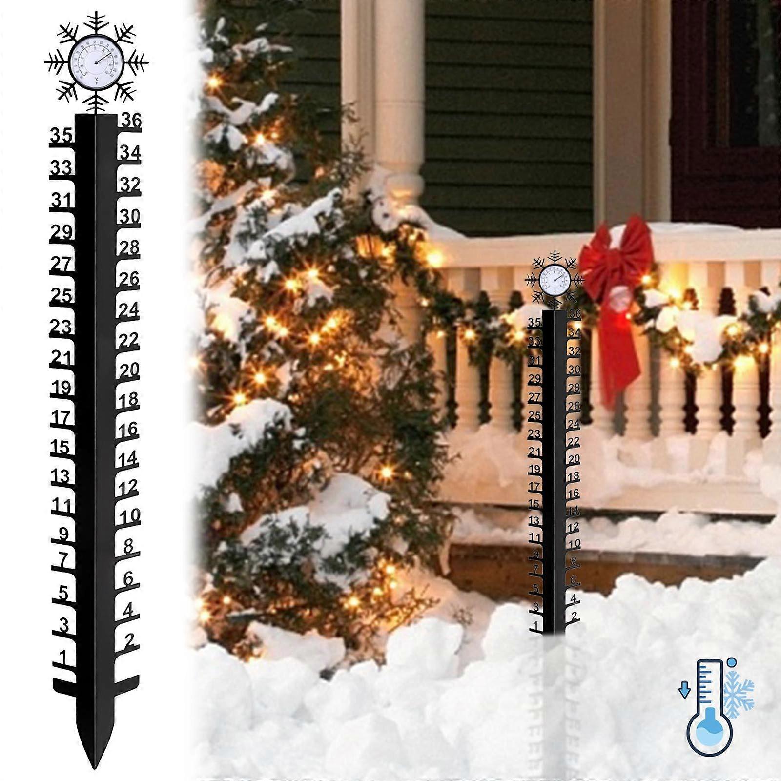 Christmas Christmas Snowflake Measuring Tool With Temperature Metal Snowflake Measuring Tool Size Christmas Rain Gauge Outdoor Decoration