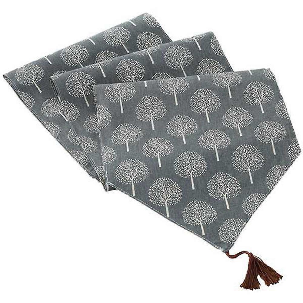 Rustic Table Runner Washable Floral Tree Pattern with Tassel, for Dresser Scarf Dining Coffee Home Tabletop Decoration