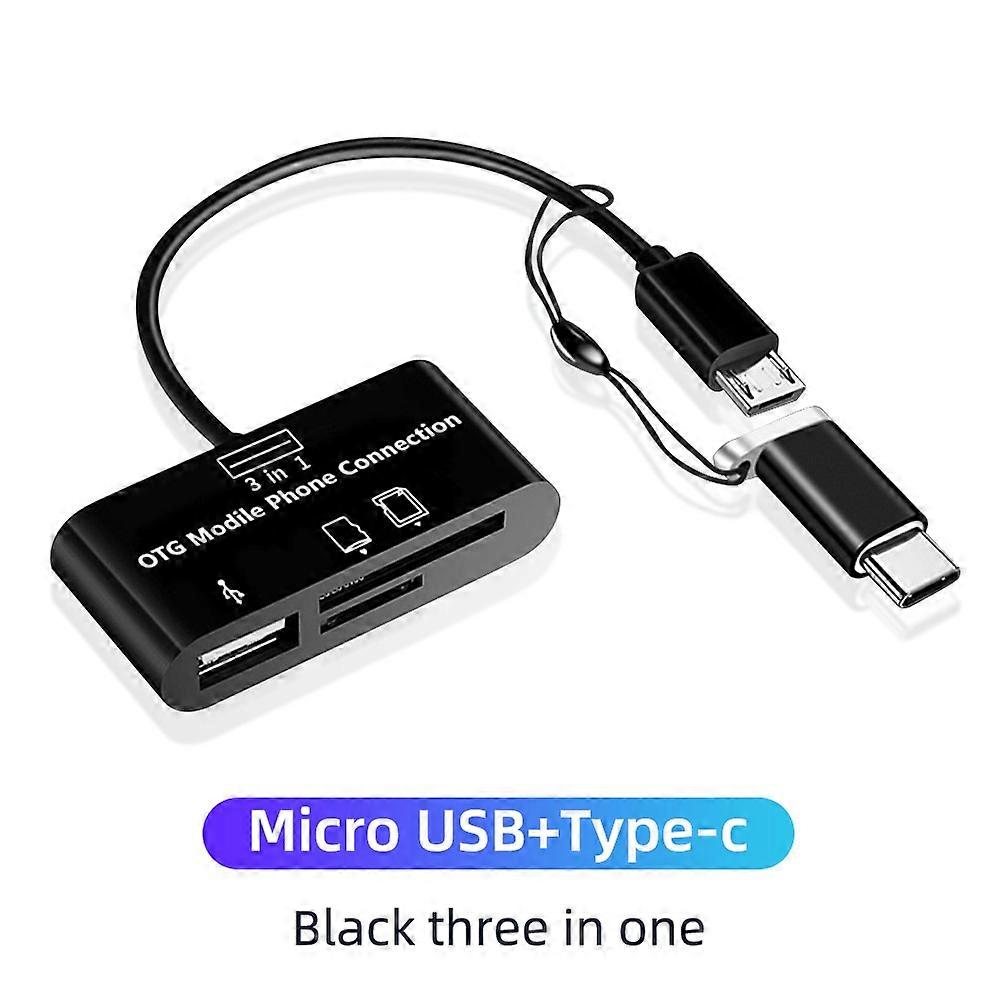 Micro USB Adapter Type C, SD Memory Card Reader, U O OTG Disk, Cellphone Cable Separator, Converter