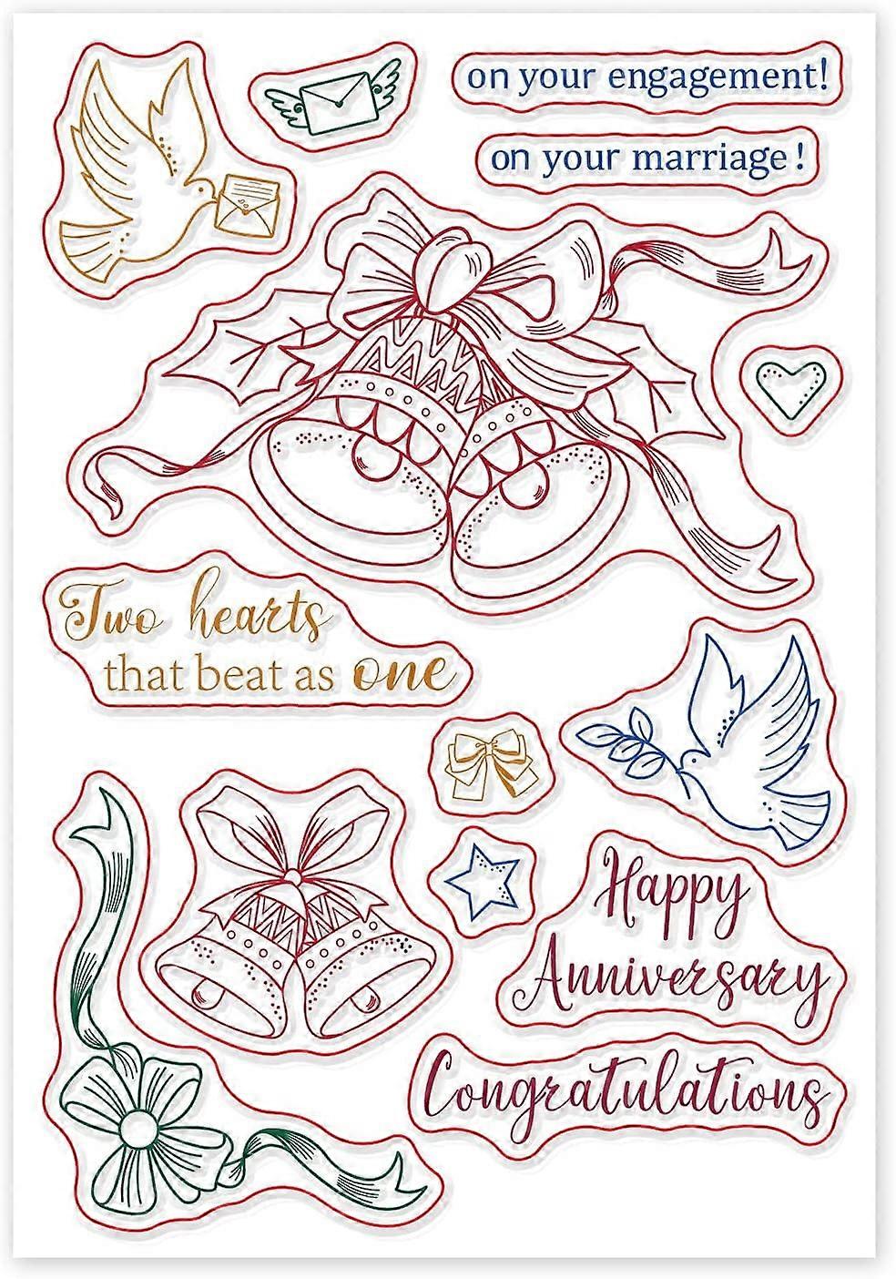 Clear Stamp Bell White Pigeon Blessing Silicone Stamp Cards Transparent Stamps Seal for Card Making Scrapbooking Crafting DIY Decorations