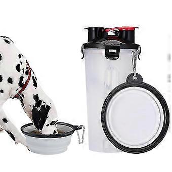 2 I 1 Safe Pet Travel DrikkeFlaske Sammenleggbar Hundemat Bolle, Pet Drinker