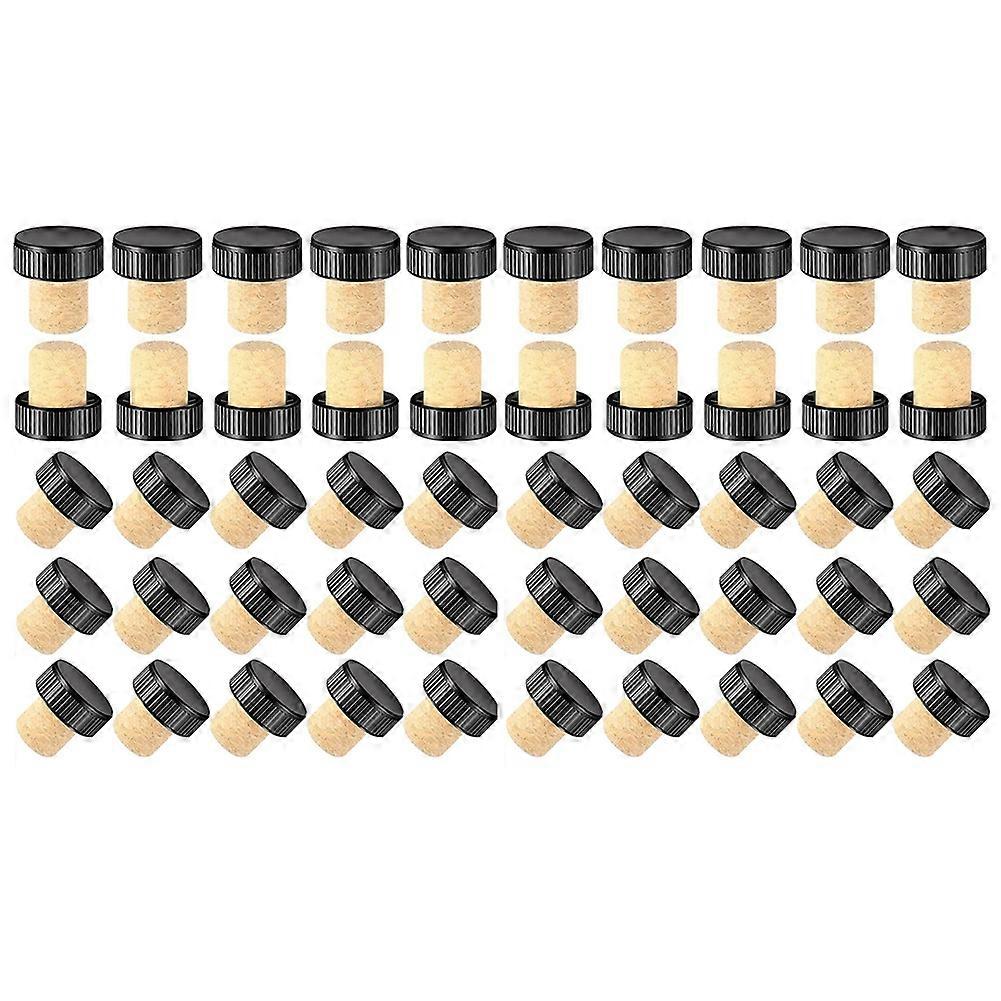 Cork Plugs Cork Stoppers Tasting Corks T-Shape Wine Corks with Plastic Top Wooden Wine Bottle Stopp