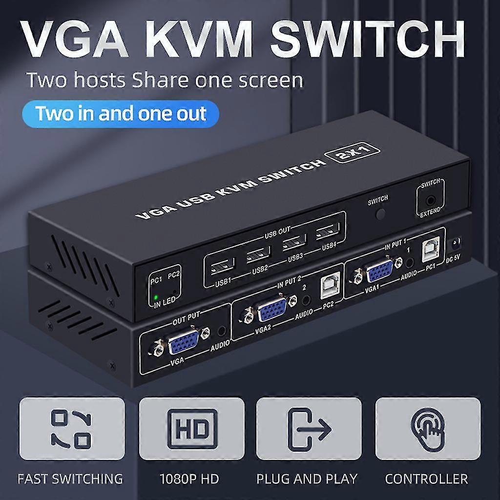 Printer Sharing Hub Usb Switcher Device Vga Kvm Switch Selector Dock 3 Cables