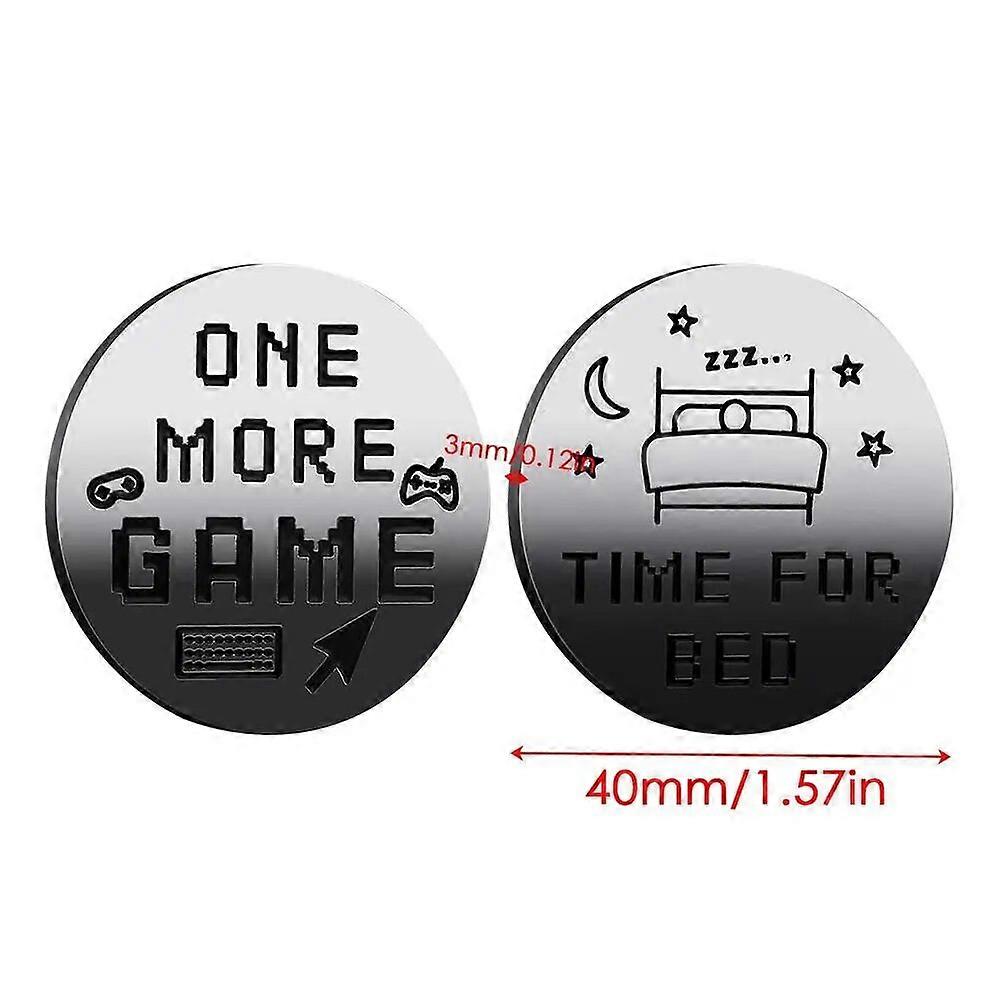 1 Więcej monet do gry 1 Więcej gier / czasu na łóżko dwustronna moneta do gier Flip Coin dla nastolatków Chłopiec Dziewczyna Gracz Decydent Prezenty