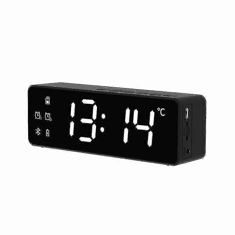 Digital Clock Smart Wireless Bluetooth Speaker Bedside Alarm Clock Display|portable Speakers(black)