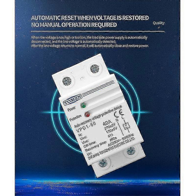 Tomzn 230v Din Rail Automatic Recovery Reconnect Over Voltage And Under Voltage Protective Device P
