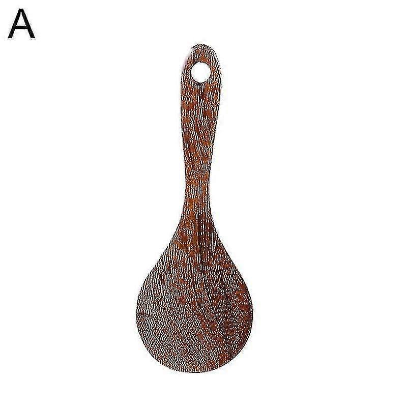 1pc Natural Wooden Spatula Non-stick Wooden Rice Spoon Soup Skimmer Cooking Spatula Wooden Spoon Kitchen Tool