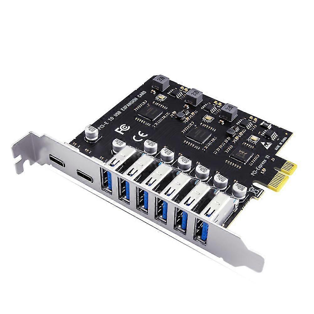 USB 3.2 ja tyypin C PCI-E-laajennuskortti PCIE-USB-ohjain 6portti + 2portti USB-C 3.2 PCI-E-kortti A