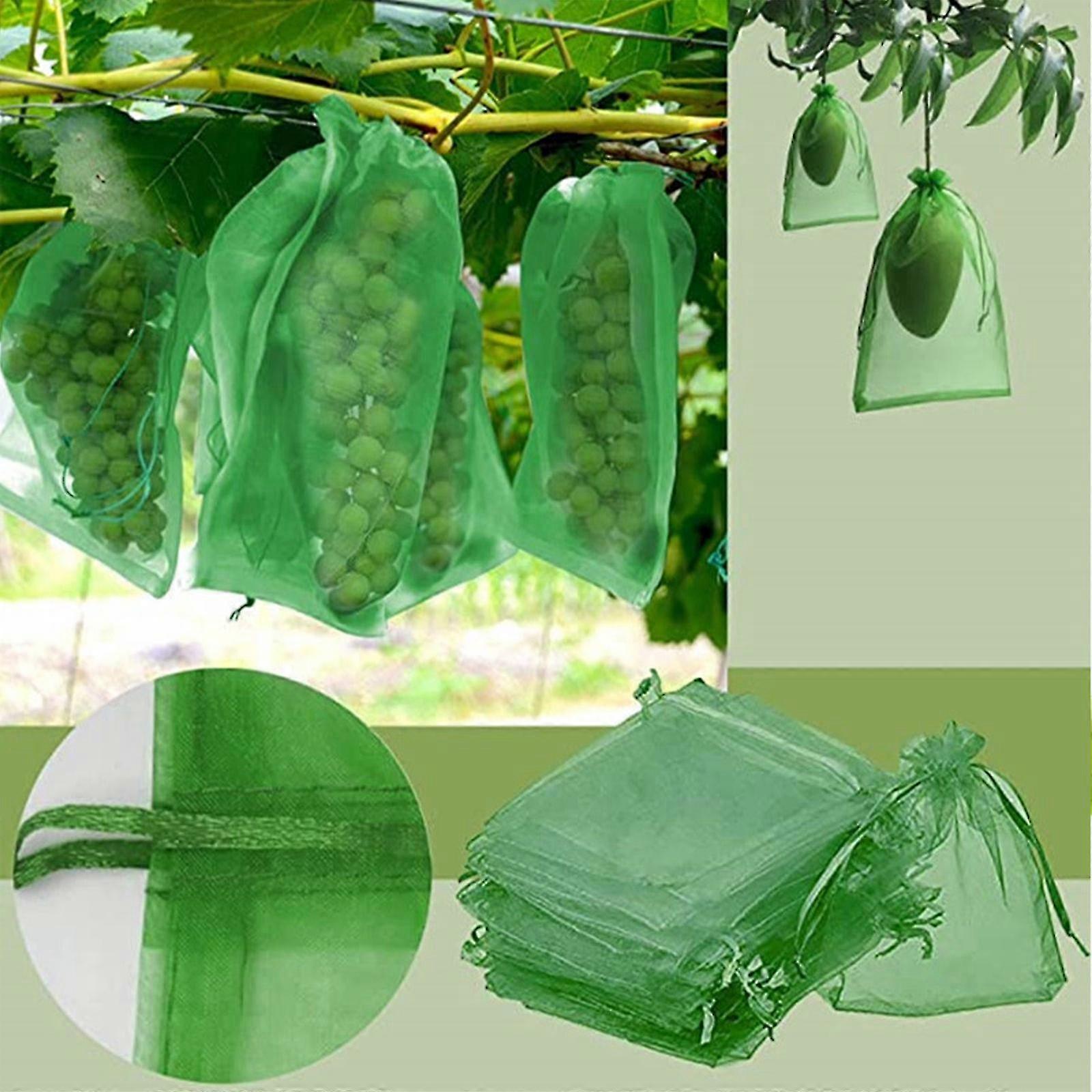 100 Pcs Fruit Protection Netting Bags 17x23 Cm Mesh Fruit Barrier Bags, Garden Fruit Mesh Bag With Drawstring Protect