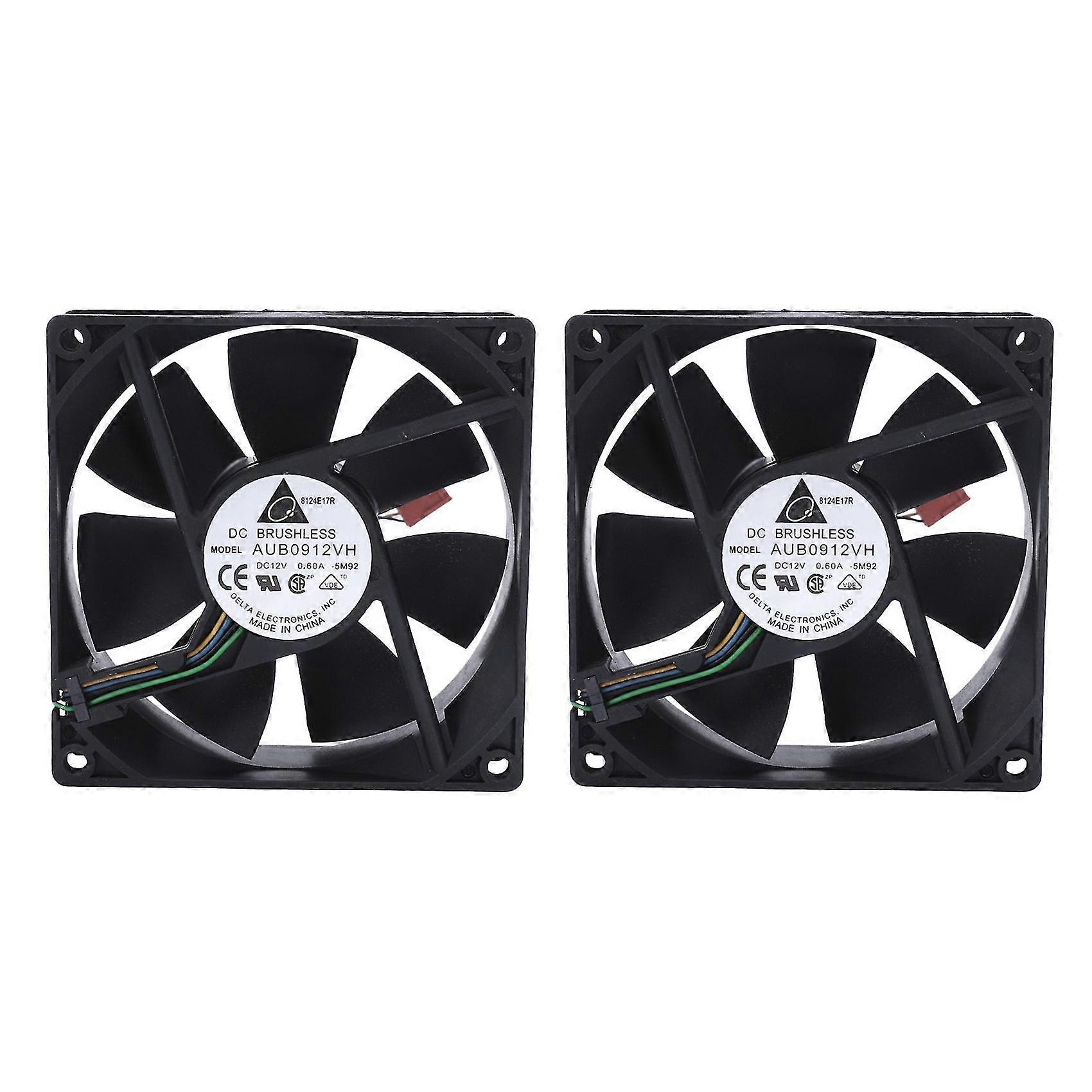 2x 90 X 90 X 25mm Dc 12v 0.60a 4-pin Computer Cpu Cooling Fans
