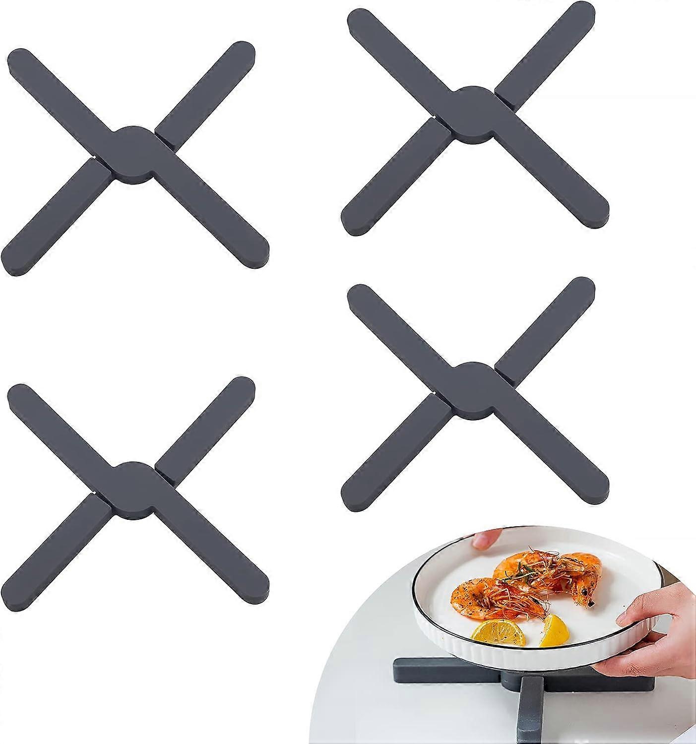 4 pieces silicone trivet heat resistant
