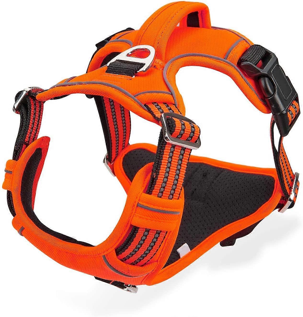 Dog Harness No Pull for Large Medium Dogs, Adjustable Reflective Harness Dog Harness Orange
