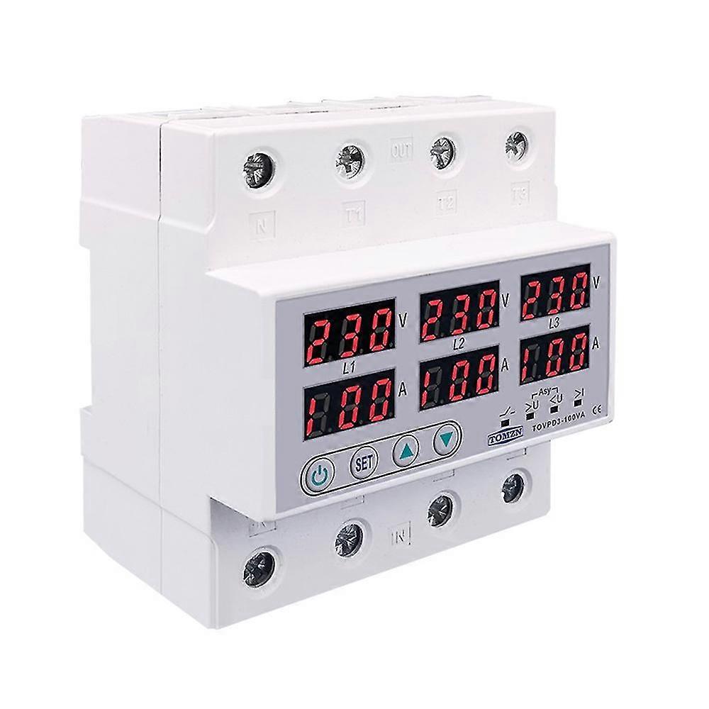 Din Rail 3 Phase Voltage Relay 380v Voltmeter Ammeter Over And Under Voltage Monitor Relays Protect