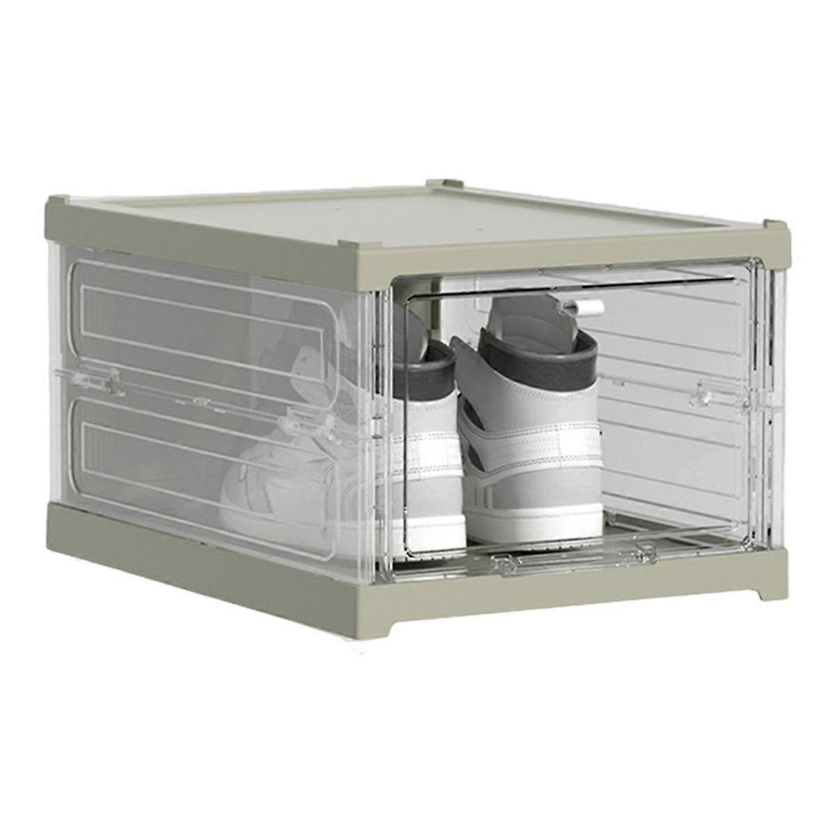 Foldable Integrated Shoe Box Organizer and Storage Boxes Cabinet Transparent Visible Installation F