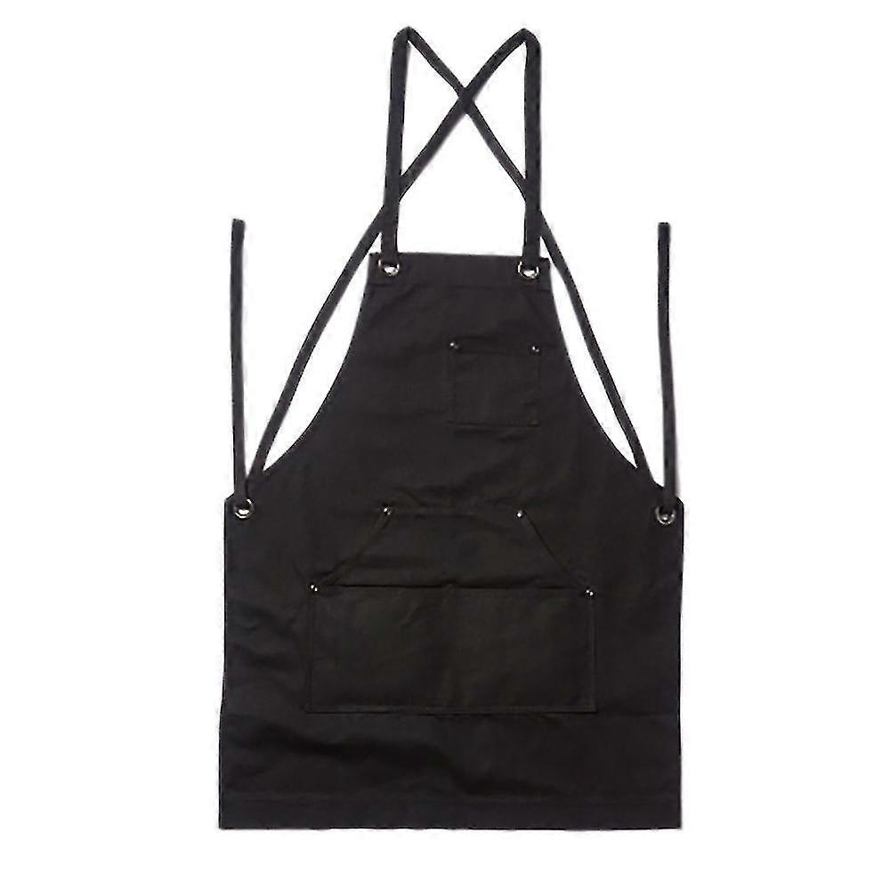 Black Canvas Tool Aprons, Heavy Duty Waterproof Workshop Multi-function Bib Apron With Handy Pockets