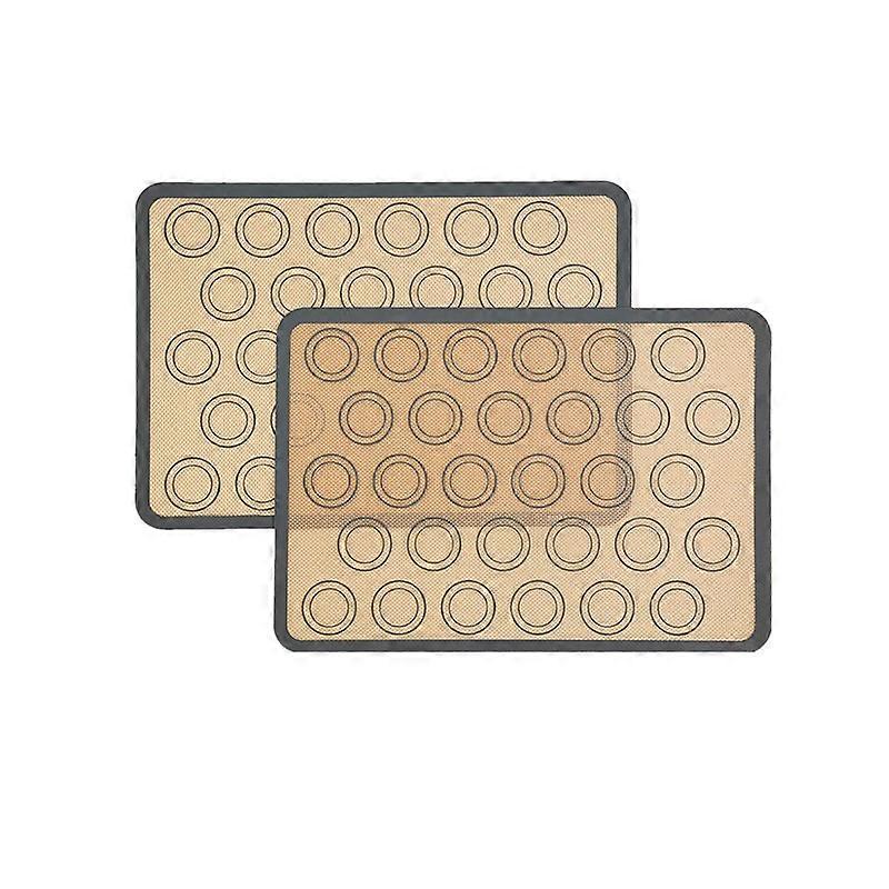 Silicone Baking Mat Set of 2 - Non-Stick Baking Mat for Macarons, Cookies, Macaroons, Cakes, Bread, BPA Free (42 x 29.5cm, Grey)