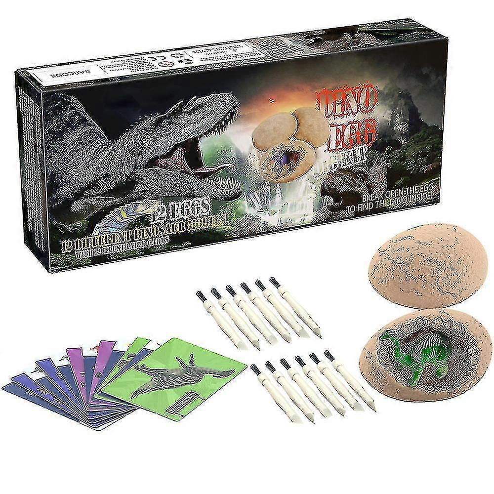 MIMIGO Dinosaur Toys, Dinosaur Egg Dig Kit Kids Gifts,complete With 12 Dinosaur Eggs,archaeology Science Gift