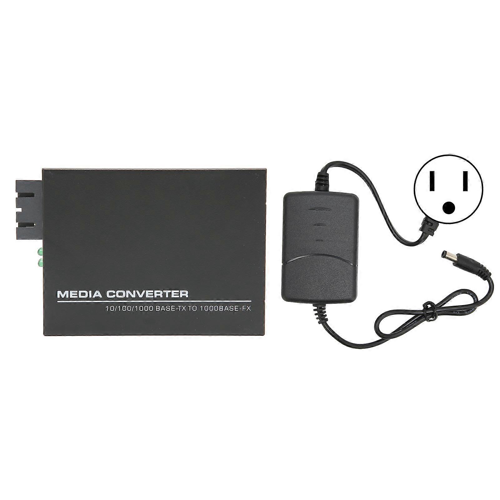 Gigabit-Fast-Ethernet-Medienkonverter Singlemode-Dual-SC 10-100-1000Base-Tx-RJ-45-Glasfaser-Medienkonverter für zu Hause 100-240-V-US-Stecker